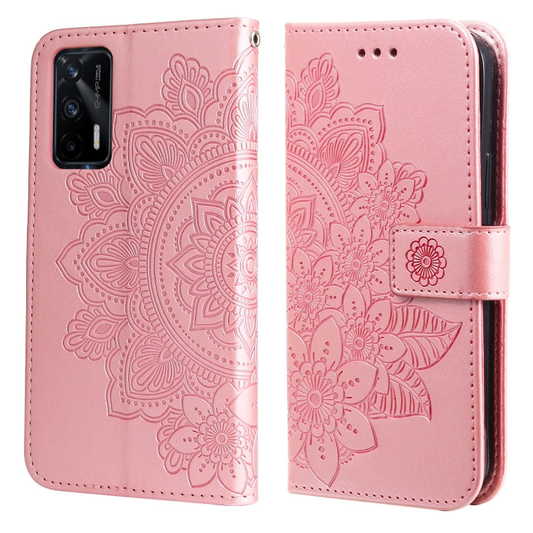 For OPPO Realme GT Master / Realme Q3 Pro 7-petal Flowers Embossing Pattern Horizontal Flip PU Leather Case with Holder & Card Slots & Wallet & Photo Frame(Rose Gold) - Realme Cases by PMC Jewellery | Online Shopping South Africa | PMC Jewellery | Buy Now Pay Later Mobicred