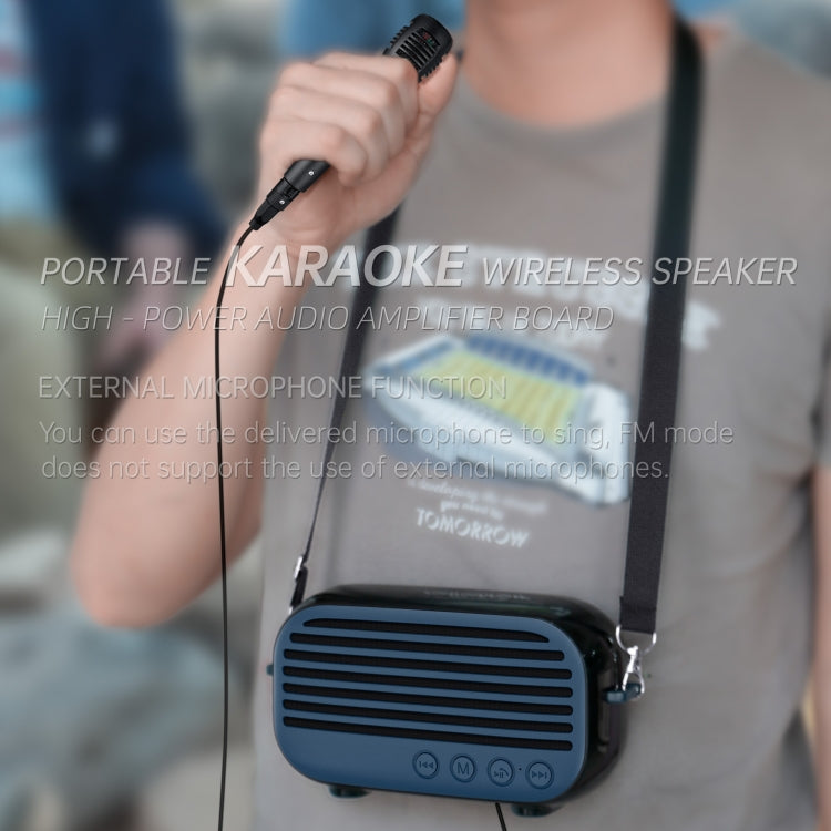 New Rixing NR-3000M Bluetooth 5.0 Portable Karaoke Wireless Bluetooth Speaker with Microphone & Shoulder Strap(Green) - Desktop Speaker by NewRixing | Online Shopping South Africa | PMC Jewellery | Buy Now Pay Later Mobicred