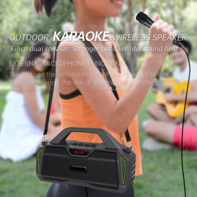 New Rixing NR-6011M Bluetooth 5.0 Portable Outdoor Karaoke Wireless Bluetooth Speaker with Microphone & Shoulder Strap(Red) - Desktop Speaker by NewRixing | Online Shopping South Africa | PMC Jewellery | Buy Now Pay Later Mobicred