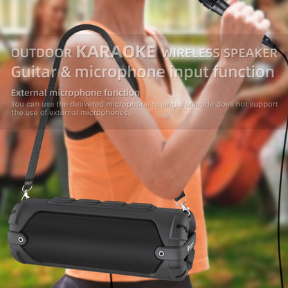 New Rixing NR-6013M Bluetooth 5.0 Portable Outdoor Karaoke Wireless Bluetooth Speaker with Microphone & Shoulder Strap(Green) - Desktop Speaker by NewRixing | Online Shopping South Africa | PMC Jewellery | Buy Now Pay Later Mobicred