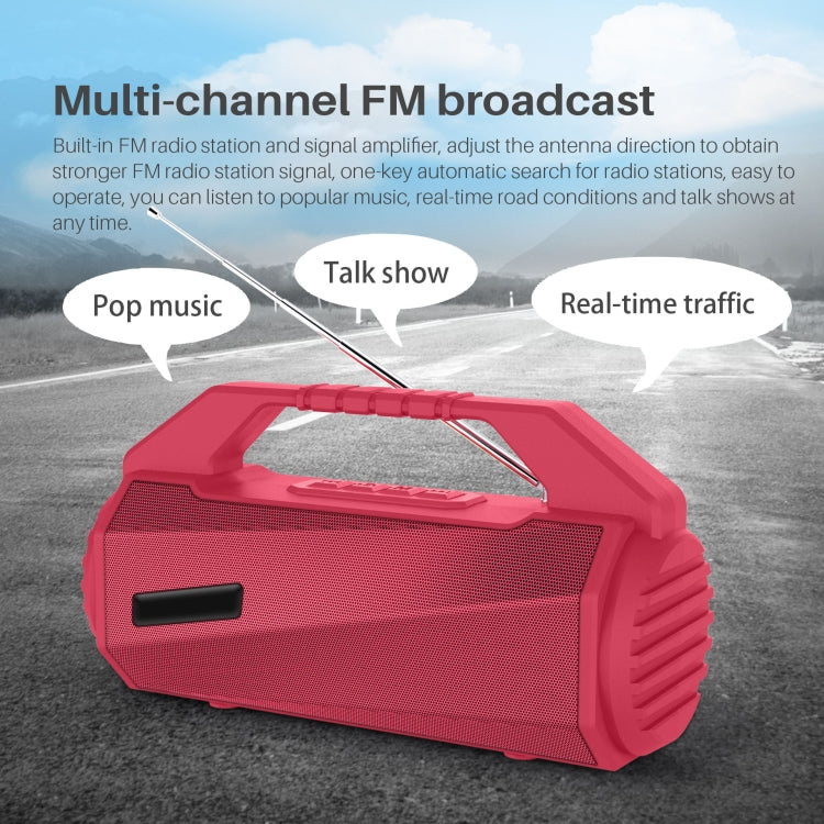 NewRixing NR-4025FM Outdoor Splash-proof Water Portable Bluetooth Speaker, Support Hands-free Call / TF Card / FM / U Disk(Red) - Desktop Speaker by NewRixing | Online Shopping South Africa | PMC Jewellery | Buy Now Pay Later Mobicred