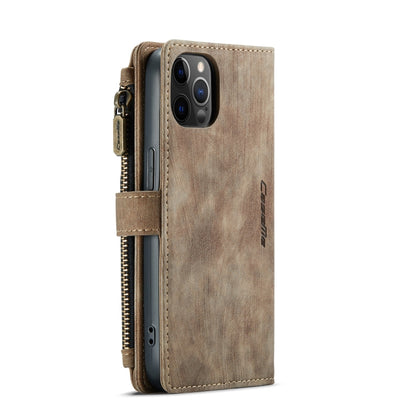 For iPhone 12 / 12 Pro CaseMe-C30 PU + TPU Multifunctional Horizontal Flip Leather Case with Holder & Card Slot & Wallet & Zipper Pocket(Brown) - iPhone 12 / 12 Pro Cases by CaseMe | Online Shopping South Africa | PMC Jewellery | Buy Now Pay Later Mobicred