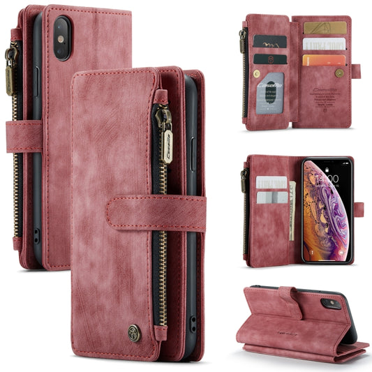 For iPhone X / XS CaseMe-C30 PU + TPU Multifunctional Horizontal Flip Leather Case with Holder & Card Slot & Wallet & Zipper Pocket(Red) - More iPhone Cases by CaseMe | Online Shopping South Africa | PMC Jewellery | Buy Now Pay Later Mobicred