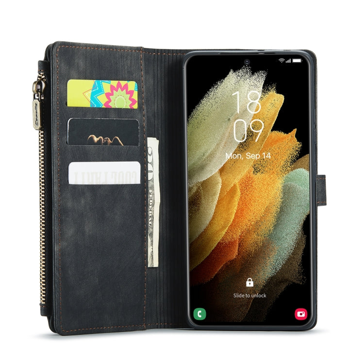 For Samsung Galaxy S21 Ultra 5G CaseMe-C30 PU + TPU Multifunctional Horizontal Flip Leather Case with Holder & Card Slot & Wallet & Zipper Pocket(Black) - Galaxy S21 Ultra 5G Cases by CaseMe | Online Shopping South Africa | PMC Jewellery | Buy Now Pay Later Mobicred