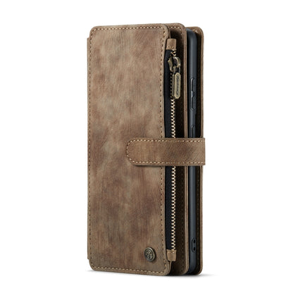 For Samsung Galaxy S21 FE CaseMe-C30 PU + TPU Multifunctional Horizontal Flip Leather Case with Holder & Card Slot & Wallet & Zipper Pocket(Brown) - Galaxy Phone Cases by CaseMe | Online Shopping South Africa | PMC Jewellery | Buy Now Pay Later Mobicred