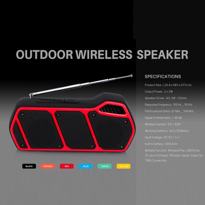 NewRixing NR-5011fm Outdoor Portable Bluetooth Speakerr, Support Hands-free Call / TF Card / FM / U Disk(Yellow) - Desktop Speaker by NewRixing | Online Shopping South Africa | PMC Jewellery | Buy Now Pay Later Mobicred