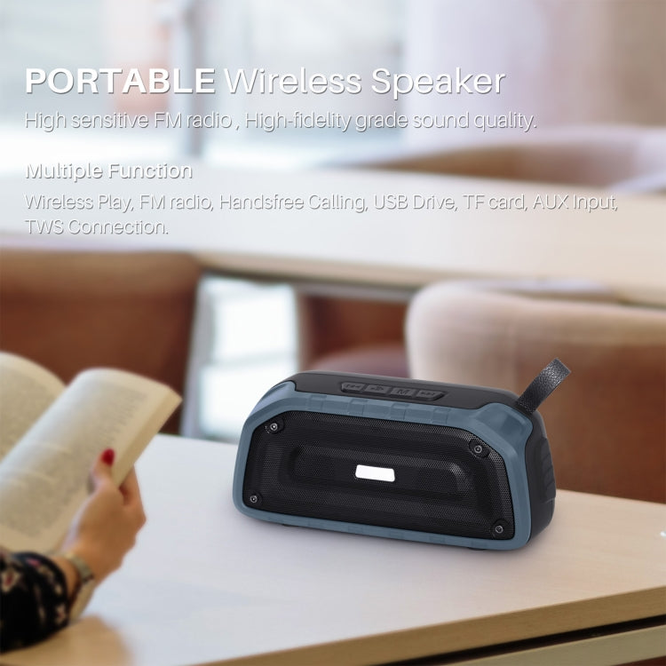 New Rixing NR-906 TWS Waterproof Bluetooth Speaker Support Hands-free Call / FM with Handle(Black) - Desktop Speaker by NewRixing | Online Shopping South Africa | PMC Jewellery | Buy Now Pay Later Mobicred