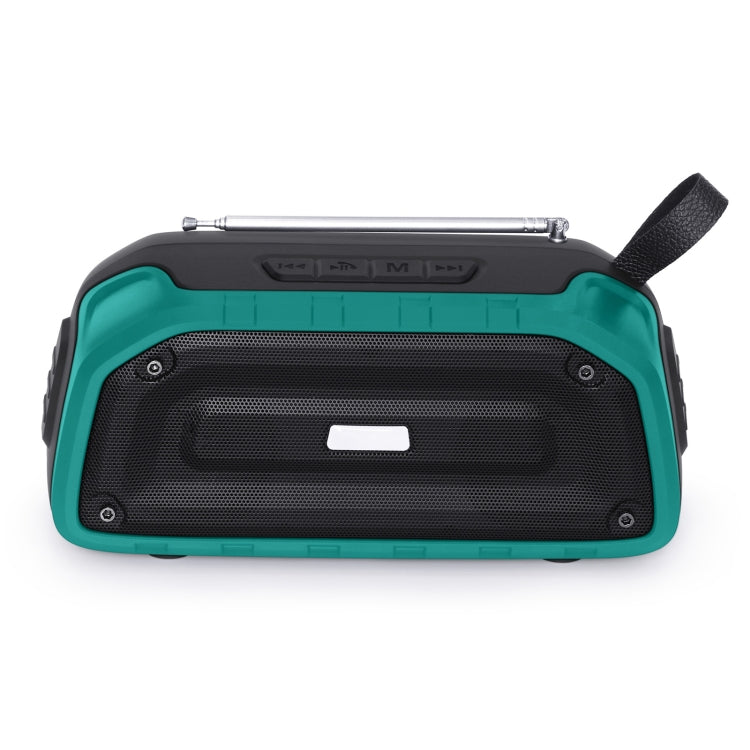 New Rixing NR-906FM TWS Waterproof Bluetooth Speaker Support Hands-free Call / FM with Handle & Antenna(Emerald Green) - Desktop Speaker by NewRixing | Online Shopping South Africa | PMC Jewellery | Buy Now Pay Later Mobicred