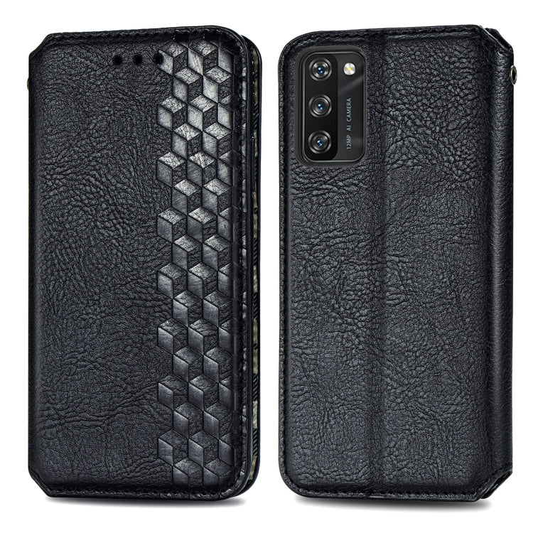 For Blackview A100 Cubic Grid Pressed Horizontal Flip Magnetic PU Leather Case with Holder & Card Slots & Wallet(Black) - free shipping - PMC TechLife - Order now!