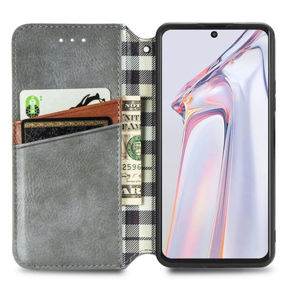 For Blackview A100 Cubic Grid Pressed Horizontal Flip Magnetic PU Leather Case with Holder & Card Slots & Wallet(Grey) - More Brand by PMC Jewellery | Online Shopping South Africa | PMC Jewellery | Buy Now Pay Later Mobicred