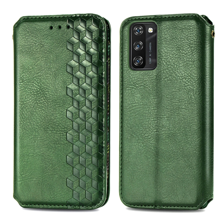 For Blackview A100 Cubic Grid Pressed Horizontal Flip Magnetic PU Leather Case with Holder & Card Slots & Wallet(Green) - More Brand by PMC Jewellery | Online Shopping South Africa | PMC Jewellery | Buy Now Pay Later Mobicred