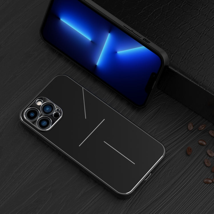 For iPhone 13 Pro R-JUST RJ-52 3-Line Style Metal TPU Shockproof Protective Case (Black) - iPhone 13 Pro Cases by R-JUST | Online Shopping South Africa | PMC TechLife | Buy Now Pay Later Mobicred