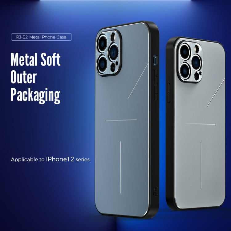 For iPhone 12 Pro R-JUST RJ-52 3-Line Style Metal TPU Shockproof Protective Case(Black) - iPhone 12 / 12 Pro Cases by R-JUST | Online Shopping South Africa | PMC TechLife
