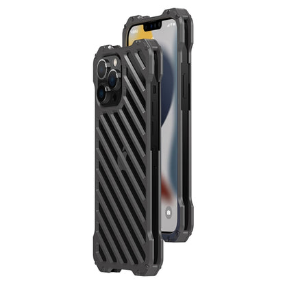 For iPhone 13 R-JUST RJ-50 Hollow Breathable Armor Metal Shockproof Protective Case(Silver Grey) - iPhone 13 Cases by R-JUST | Online Shopping South Africa | PMC Jewellery