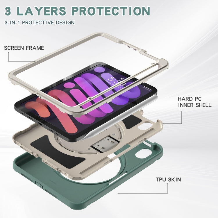 For iPad mini 6 360 Degree Rotation PC + TPU Protective Tablet Case with Holder & Hand-strap(Jade Green) - iPad mini 6 Cases by PMC Jewellery | Online Shopping South Africa | PMC Jewellery | Buy Now Pay Later Mobicred