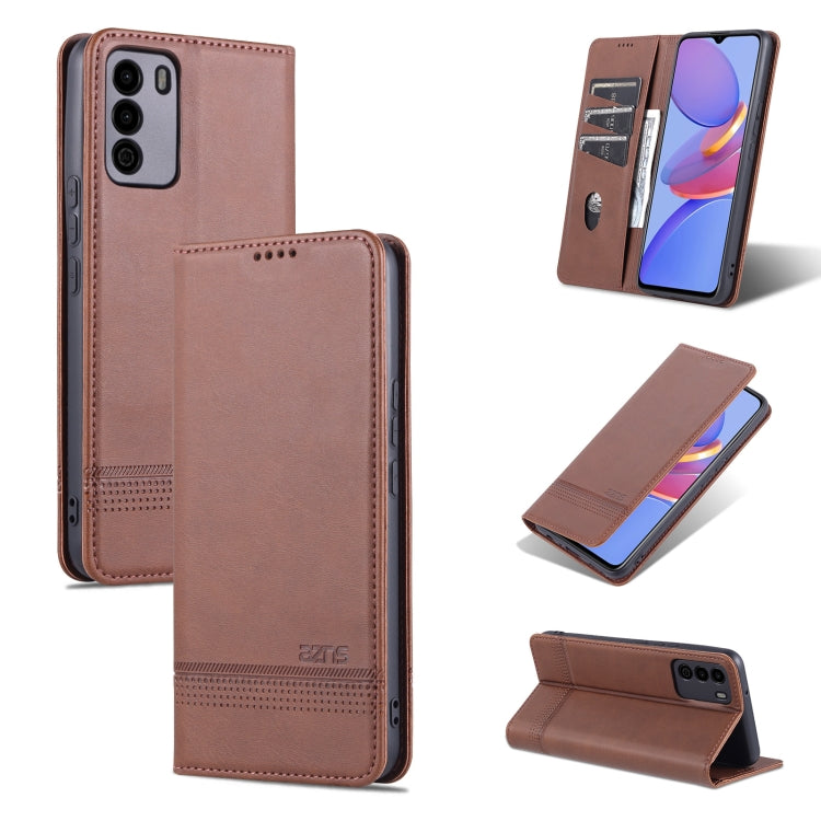 For U-MAGIC 30e AZNS Magnetic Calf Texture Horizontal Flip Leather Case with Card Slots & Holder & Wallet(Dark Brown) - More Brand by AZNS | Online Shopping South Africa | PMC Jewellery | Buy Now Pay Later Mobicred