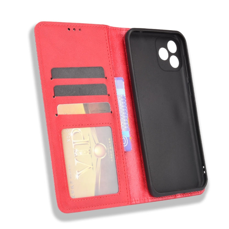 For Blackview Oscal C20 Magnetic Buckle Retro Crazy Horse Texture Horizontal Flip Leather Case with Holder & Card Slots & Photo Frame(Red) - More Brand by PMC Jewellery | Online Shopping South Africa | PMC Jewellery