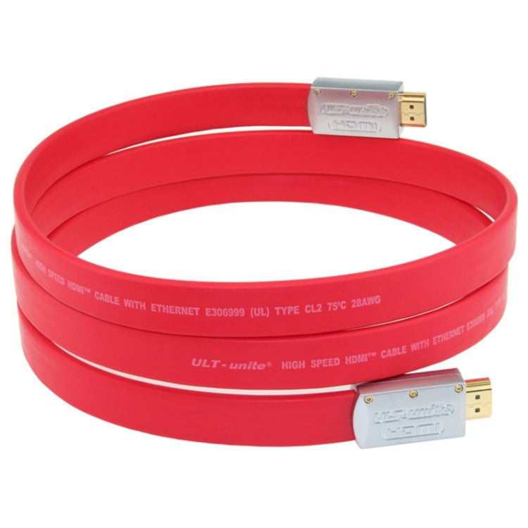 ULT-unite 4K Ultra HD Gold-plated HDMI to HDMI Flat Cable, Cable Length:2m(Red) - Cable by ult-unite | Online Shopping South Africa | PMC Jewellery | Buy Now Pay Later Mobicred