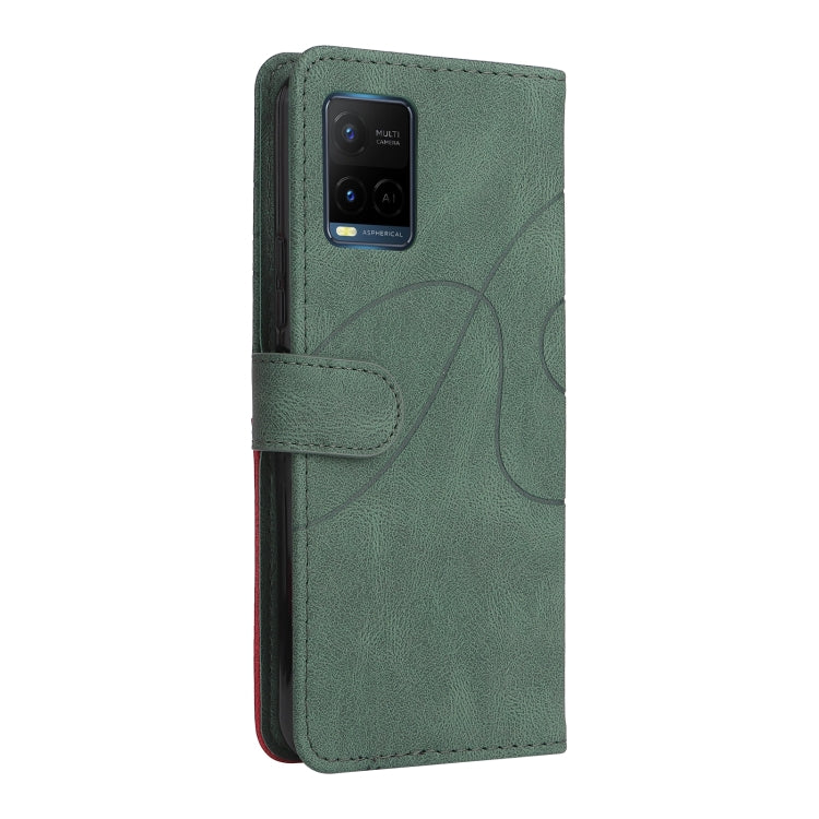 For vivo Y21 2020/Y21s/Y33s Dual-color Splicing Horizontal Flip PU Leather Case with Holder & Card Slots & Wallet(Green) - vivo Cases by PMC Jewellery | Online Shopping South Africa | PMC Jewellery | Buy Now Pay Later Mobicred