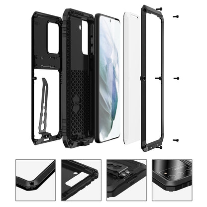 For Samsung Galaxy S21 Ultra 5G Armor Shockproof Splash-proof Dust-proof Phone Case with Holder(Black) - Galaxy S21 Ultra 5G Cases by PMC Jewellery | Online Shopping South Africa | PMC Jewellery