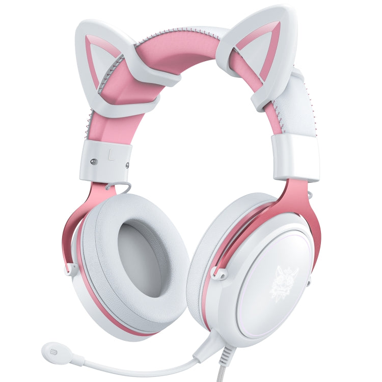 ONIKUMA X10 Car Ear LED Light Adjustable Gaming Headset with Microphone(White Pink) - Multimedia Headset by ONIKUMA | Online Shopping South Africa | PMC Jewellery | Buy Now Pay Later Mobicred