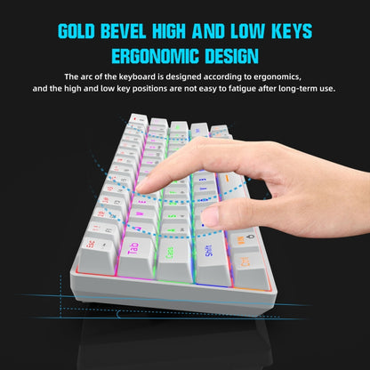 HXSJ V900 61 Keys Cool Lighting Effect Mechanical Wired Keyboard(White) - Wired Keyboard by HXSJ | Online Shopping South Africa | PMC Jewellery | Buy Now Pay Later Mobicred