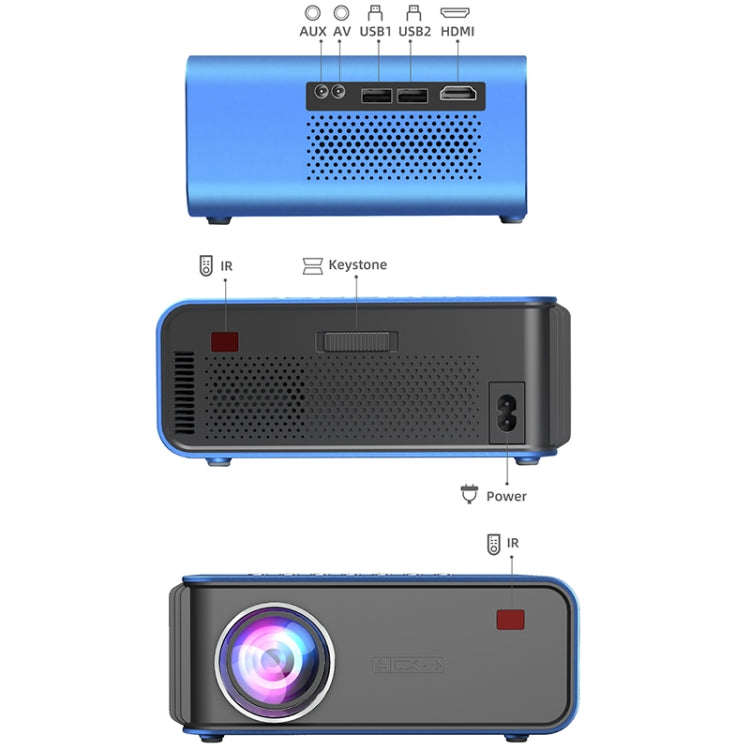 T4 Regular Version 1024x600 1200 Lumens Portable Home Theater LCD Projector, Plug Type:US Plug(Blue) - Mini Projector by PMC Jewellery | Online Shopping South Africa | PMC Jewellery | Buy Now Pay Later Mobicred