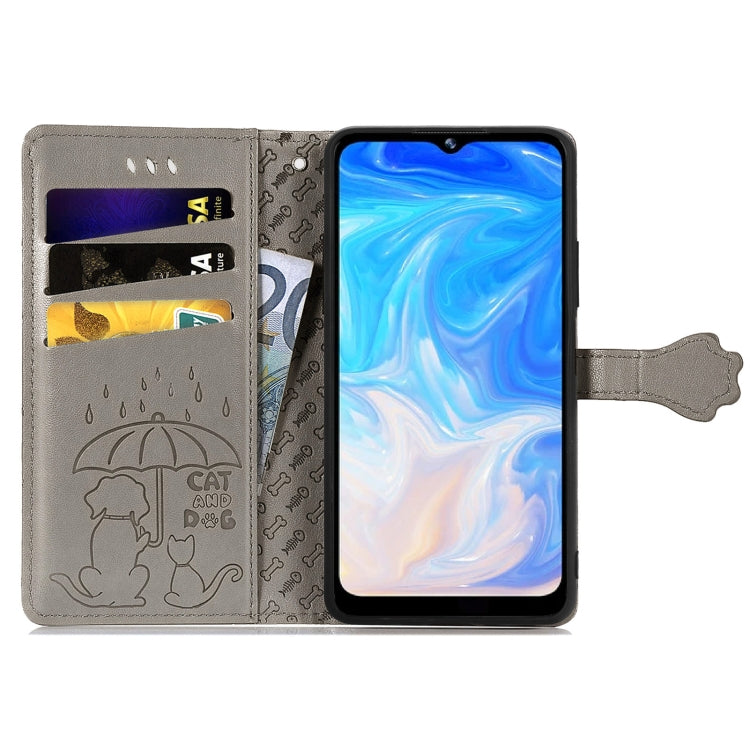 For Doogee N40 Pro Cat and Dog Embossed Horizontal Flip Phone Leather Case with Holder & Card Slot & Wallet & Lanyard(Grey) - More Brand by PMC Jewellery | Online Shopping South Africa | PMC Jewellery | Buy Now Pay Later Mobicred