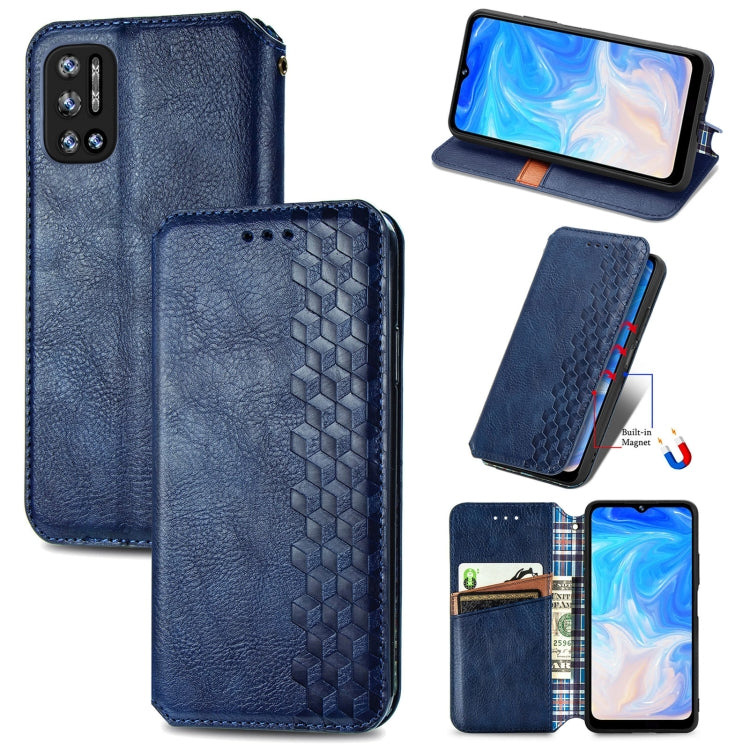 For Doogee N40 Pro Cubic Grid Pressed Horizontal Flip Magnetic Leather Case with Holder & Card Slots & Wallet(Blue) - More Brand by PMC Jewellery | Online Shopping South Africa | PMC Jewellery | Buy Now Pay Later Mobicred