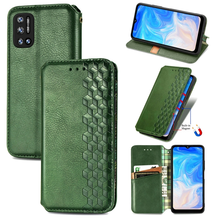 For Doogee N40 Pro Cubic Grid Pressed Horizontal Flip Magnetic Leather Case with Holder & Card Slots & Wallet(Green) - More Brand by PMC Jewellery | Online Shopping South Africa | PMC Jewellery | Buy Now Pay Later Mobicred