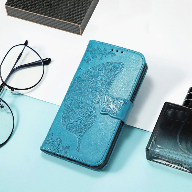 For DOOGEE N40 Pro Butterfly Love Flowers Embossed Horizontal Flip Leather Case with Holder & Card Slots & Wallet & Lanyard(Blue) - More Brand by PMC Jewellery | Online Shopping South Africa | PMC Jewellery | Buy Now Pay Later Mobicred