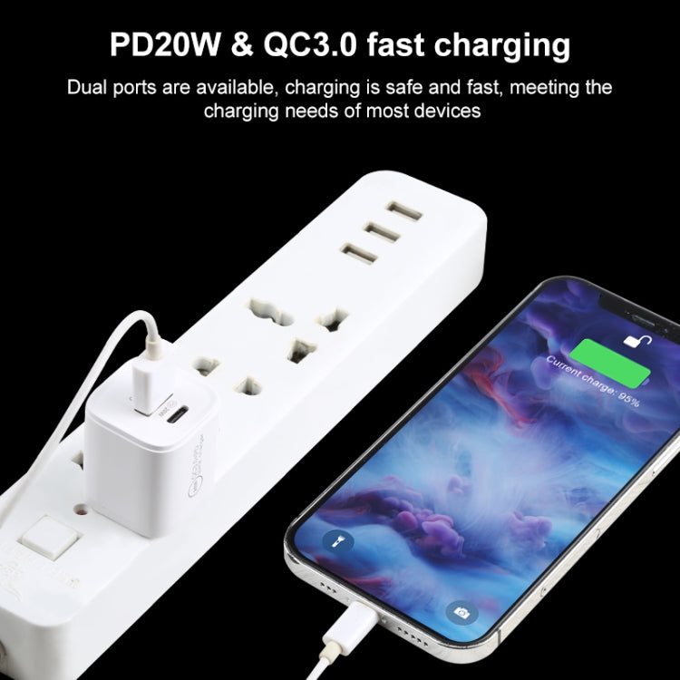 20WACB 20W QC3.0 + PD Quick Charger, Plug Specification:US Plug(White) - USB Charger by PMC Jewellery | Online Shopping South Africa | PMC Jewellery | Buy Now Pay Later Mobicred