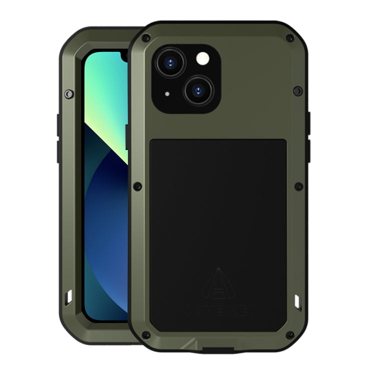 For iPhone 13 mini LOVE MEI Metal Shockproof Life Waterproof Dustproof Protective Phone Case (Army Green) - iPhone 13 mini Cases by LOVE MEI | Online Shopping South Africa | PMC Jewellery | Buy Now Pay Later Mobicred