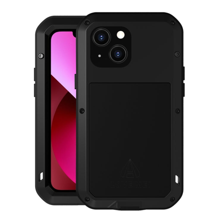 For iPhone 13 LOVE MEI Metal Shockproof Life Waterproof Dustproof Protective Phone Case(Black) - iPhone 13 Cases by LOVE MEI | Online Shopping South Africa | PMC Jewellery | Buy Now Pay Later Mobicred