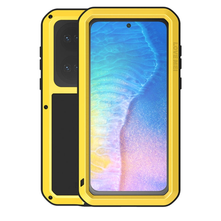 For Huawei P50 LOVE MEI Metal Shockproof Waterproof Dustproof Protective Phone Case with Glass(Yellow) - Huawei Cases by LOVE MEI | Online Shopping South Africa | PMC Jewellery | Buy Now Pay Later Mobicred