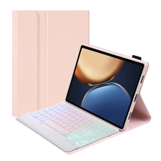 AHV7-BS Lambskin Texture Tri-color Backlight Bluetooth Keyboard Leather Tablet Case For Honor Tablet V7 Pro(Pink) - Huawei Keyboard by PMC Jewellery | Online Shopping South Africa | PMC Jewellery