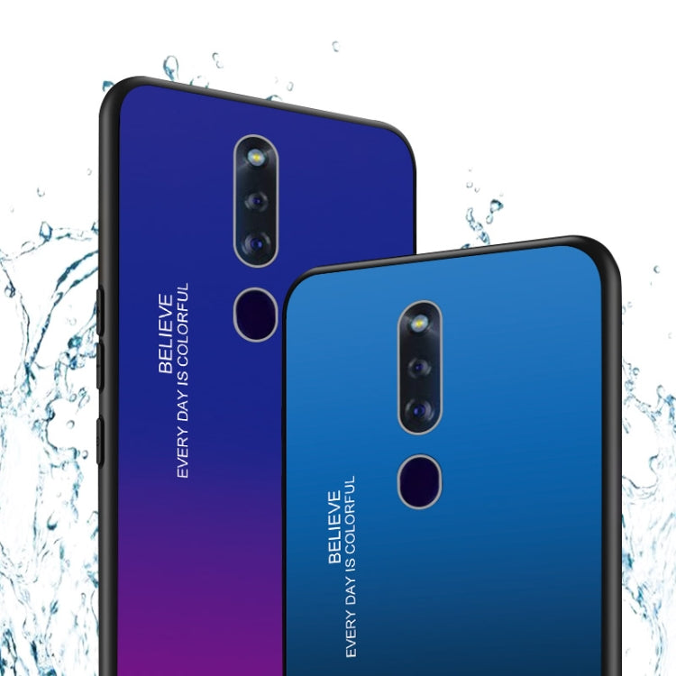 For OPPO F11 Pro Gradient Color Glass Case(Sky Blue) - OPPO Cases by PMC Jewellery | Online Shopping South Africa | PMC Jewellery | Buy Now Pay Later Mobicred