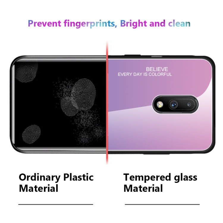 For OnePlus 7 Gradient Color Glass Case(Blue) - OnePlus Cases by PMC TechLife | Online Shopping South Africa | PMC TechLife