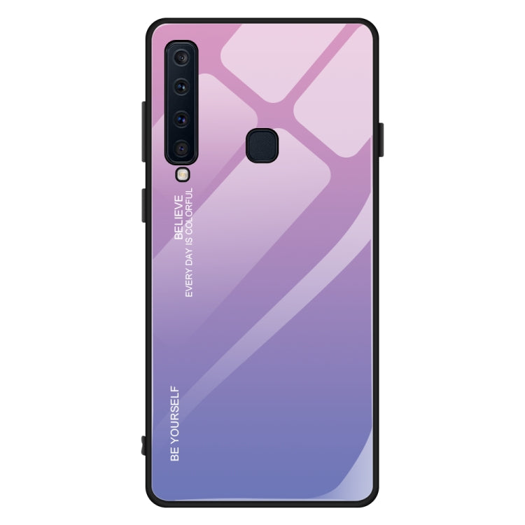 For Galaxy A9 (2018) Gradient Color Glass Case(Light Purple) - Galaxy Phone Cases by PMC Jewellery | Online Shopping South Africa | PMC Jewellery