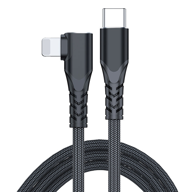 A6 PD 20W USB-C / Type-C to 8 Pin Elbow Data Cable for iPhone, iPad, Length:1m(Black) - Normal Style Cable by PMC Jewellery | Online Shopping South Africa | PMC Jewellery | Buy Now Pay Later Mobicred