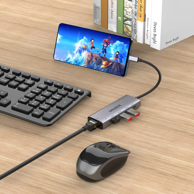 amalink 95121D Type-C / USB-C to RJ45 + 3 Ports USB + PD 3.0 Multi-function HUB(Grey) - free shipping - PMC Jewellery - Order now!