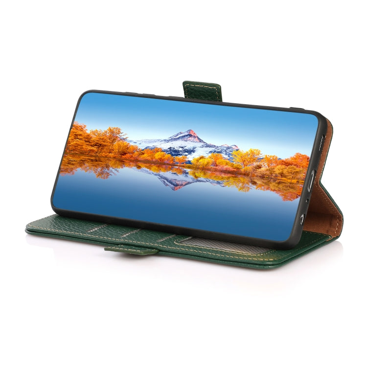For Nokia C01 Core / C01 Plus KHAZNEH Side-Magnetic Litchi Genuine Leather RFID Phone Case(Green) - Nokia Cases by PMC TechLife | Online Shopping South Africa | PMC TechLife | Buy Now Pay Later Mobicred