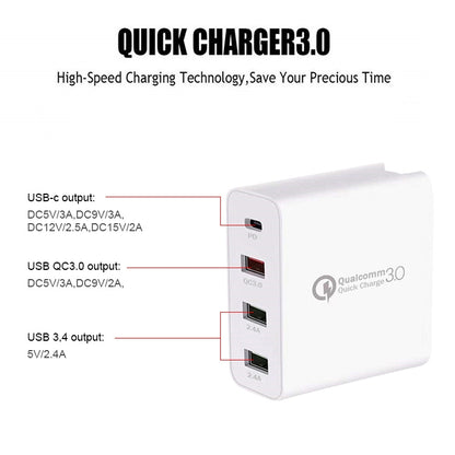 A3 PD 18W USB-C / Type-C + QC3.0 USB + Dual USB Interface Travel Charger - USB Charger by PMC Jewellery | Online Shopping South Africa | PMC Jewellery | Buy Now Pay Later Mobicred