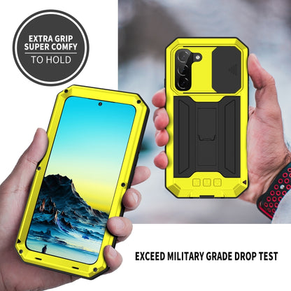 For Samsung Galaxy S22 5G R-JUST Sliding Camera Metal + Silicone Holder Phone Case(Yellow) - Galaxy S22 5G Cases by R-JUST | Online Shopping South Africa | PMC Jewellery