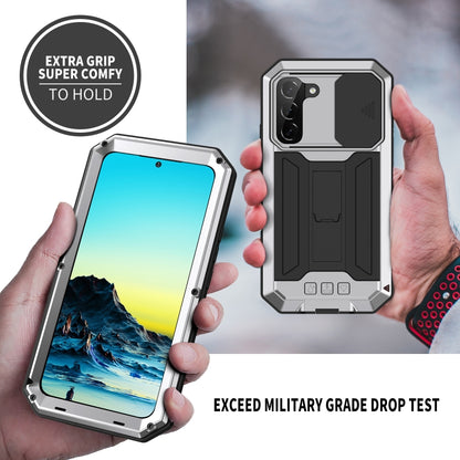 For Samsung Galaxy S22+ 5G R-JUST Sliding Camera Metal + Silicone Holder Phone Case(Silver) - Galaxy S22+ 5G Cases by R-JUST | Online Shopping South Africa | PMC Jewellery