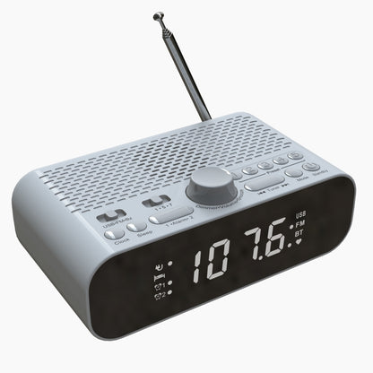 BT-A5 LED Display Bedside FM Clock Radio with Bluetooth Speaker (White) - Radio Player by PMC Jewellery | Online Shopping South Africa | PMC Jewellery | Buy Now Pay Later Mobicred