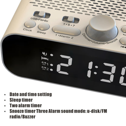 BT-A5 LED Display Bedside FM Clock Radio with Bluetooth Speaker (White) - Radio Player by PMC Jewellery | Online Shopping South Africa | PMC Jewellery | Buy Now Pay Later Mobicred