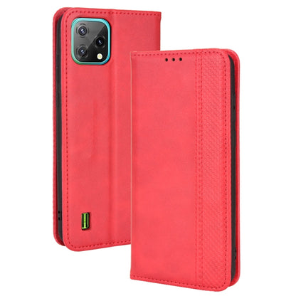 For Blackview A55 Magnetic Buckle Retro Crazy Horse Leather Phone Case(Red) - More Brand by PMC Jewellery | Online Shopping South Africa | PMC Jewellery | Buy Now Pay Later Mobicred