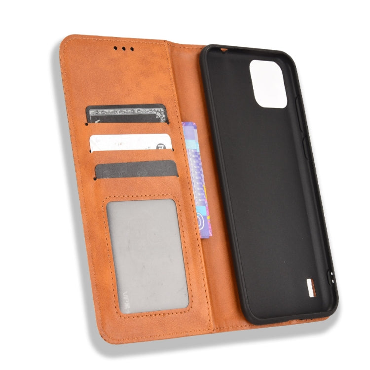 For Blackview A55 Magnetic Buckle Retro Crazy Horse Leather Phone Case(Brown) - More Brand by PMC Jewellery | Online Shopping South Africa | PMC Jewellery | Buy Now Pay Later Mobicred