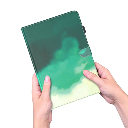 For Samsung Galaxy Tab S9+ Watercolor Pattern Flip Leather Tablet Case(Cyan Green) - Galaxy Tab S9+ Cases by PMC Jewellery | Online Shopping South Africa | PMC Jewellery | Buy Now Pay Later Mobicred